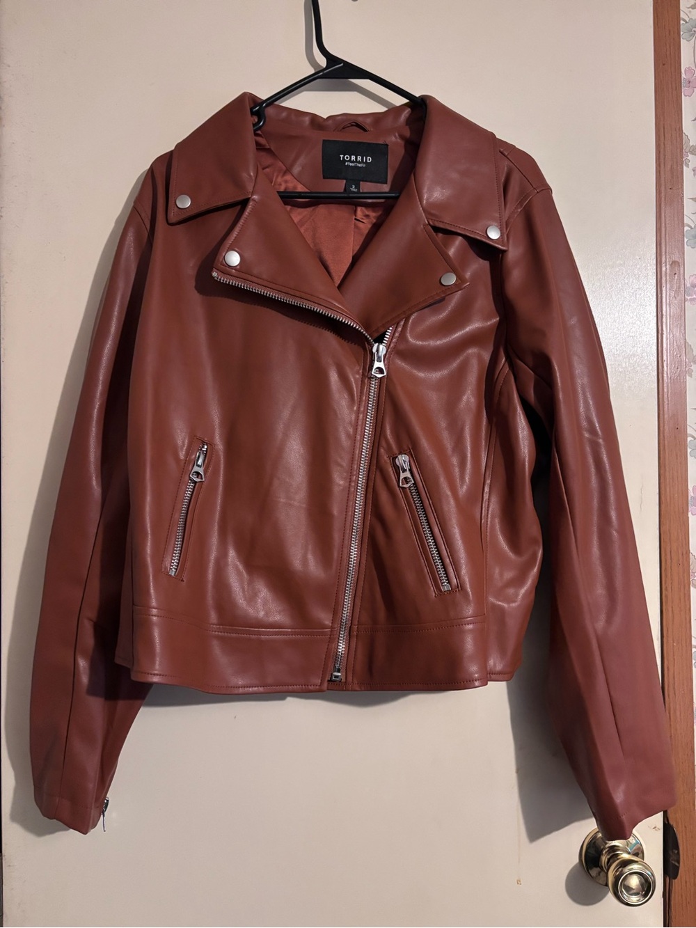 torrid Rust Brown Faux Leather Moto Jacket